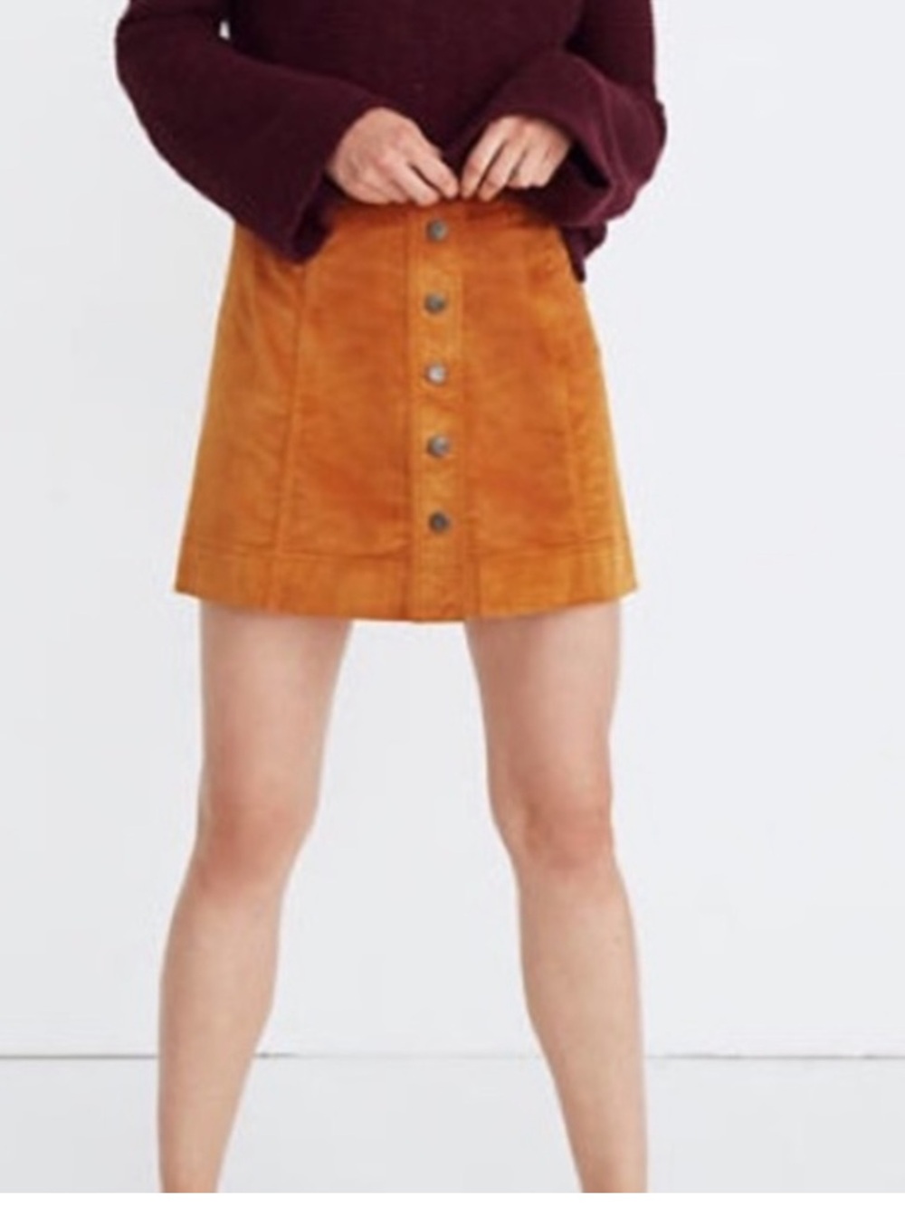 NWOT Madewell Velveteen A-Line Miniskirt, Button-Front Edition. Size 00 - Picture 2 of 6